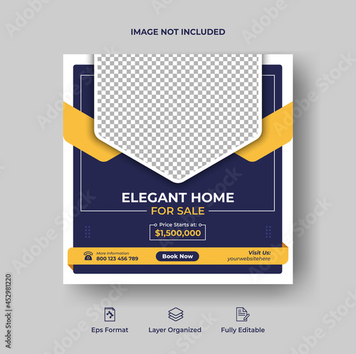 Real estate house property instagram post or square web banner advertising template Premium Vector