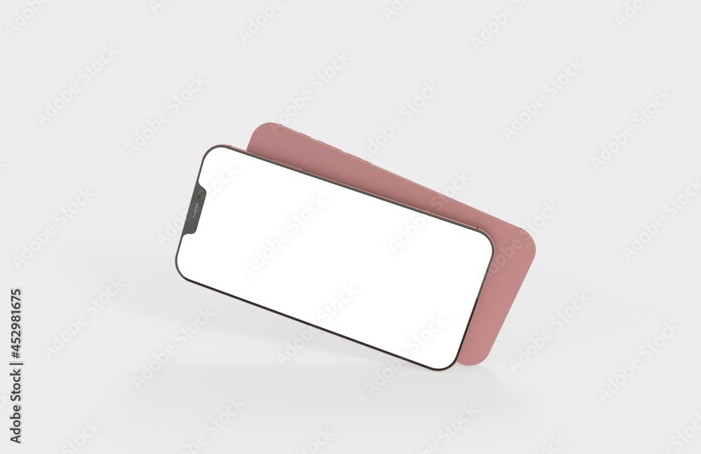 Realistic isometric black frameless smartphone mockup perspective 3d