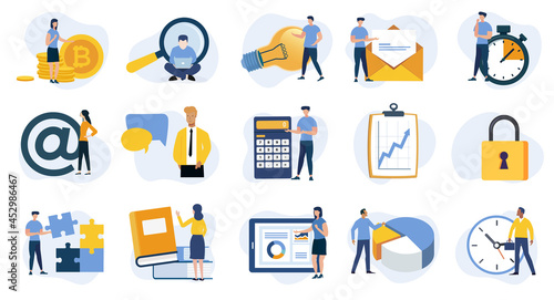 Vector illustrations for internet services,  management, web development, money
