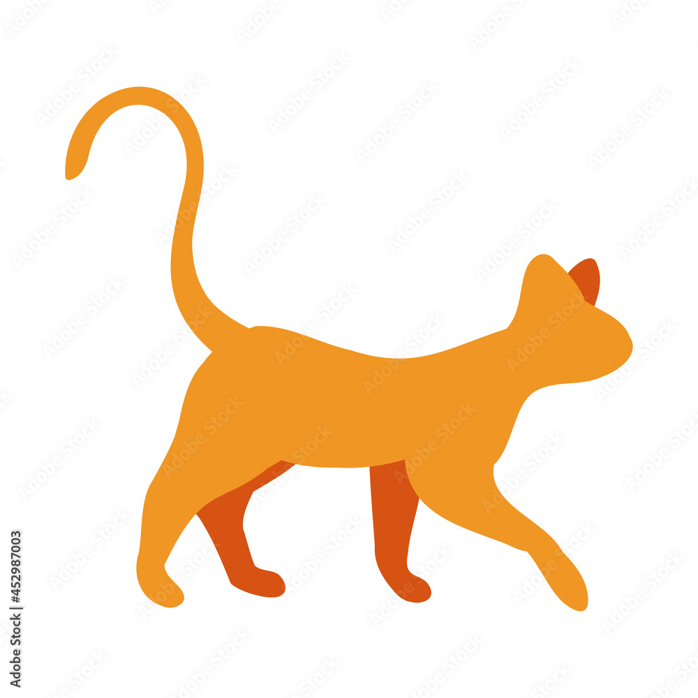 Yellow silhouette of a walking cat. Vector illustration for icon, logo, print, icon, card, emblem, label, tattoo Yellow silhouette of a walking cat. Vector illustration for icon, logo, print, icon, card, emblem, label, tattoo