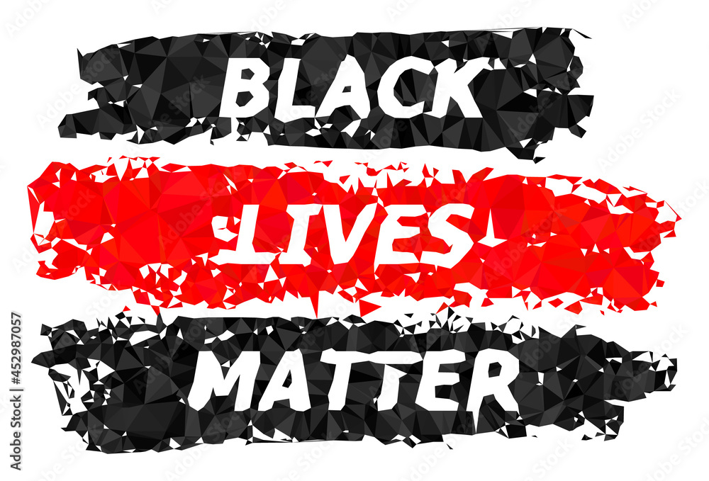 Low-poly black lives matter constructed with chaotic filled triangles. Triangle black lives matter polygonal icon illustration. Black Lives Matter icon is filled with triangles.