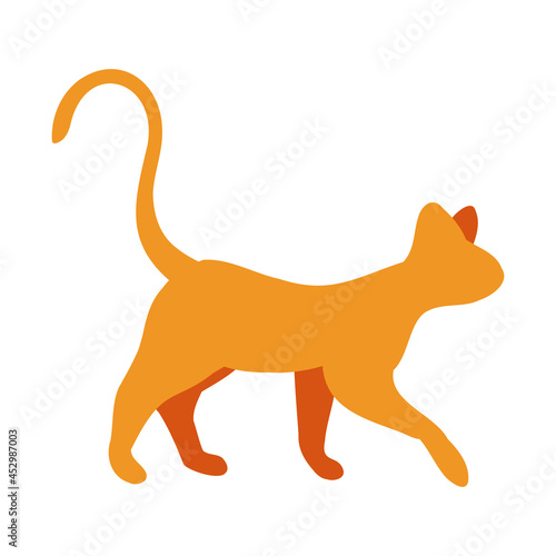 Yellow silhouette of a walking cat. Vector illustration for icon  logo  print  icon  card  emblem  label  tattoo