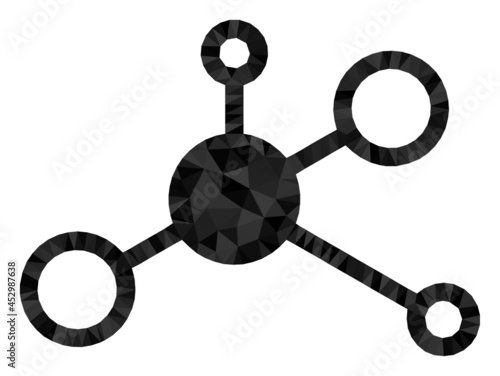 Low-poly central hub constructed with chaotic filled triangles. Triangle central hub polygonal icon illustration. Central Hub icon is filled with triangles.