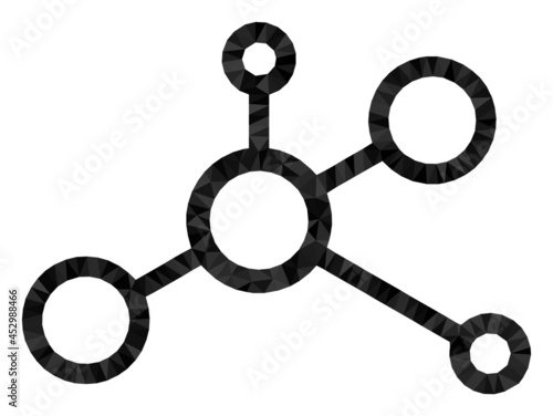Low-poly connectivity designed with chaotic filled triangles. Triangle connectivity polygonal icon illustration. Connectivity icon is filled with triangles.