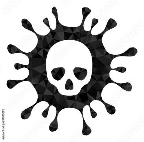 Low-poly death virus constructed with randomized filled triangles. Triangle death virus polygonal symbol illustration. Death Virus icon is filled with triangles.