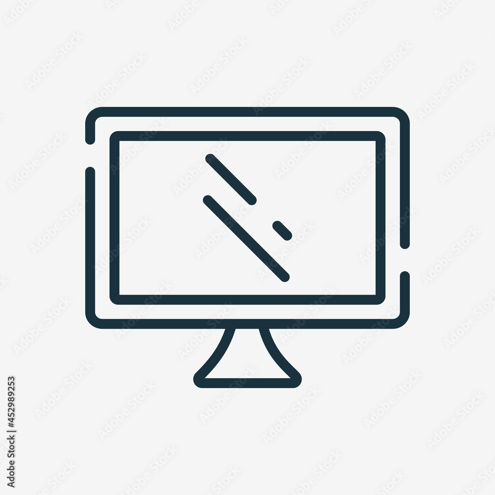 Desktop Line Icon. Computer Monitor Linear Pictogram. Display or Monitor of PC Outline Icon. Editable Stroke. Isolated Vector Illustration Desktop Line Icon. Computer Monitor Linear Pictogram. Display or Monitor of PC Outline Icon. Editable Stroke. Isolated Vector Illustration