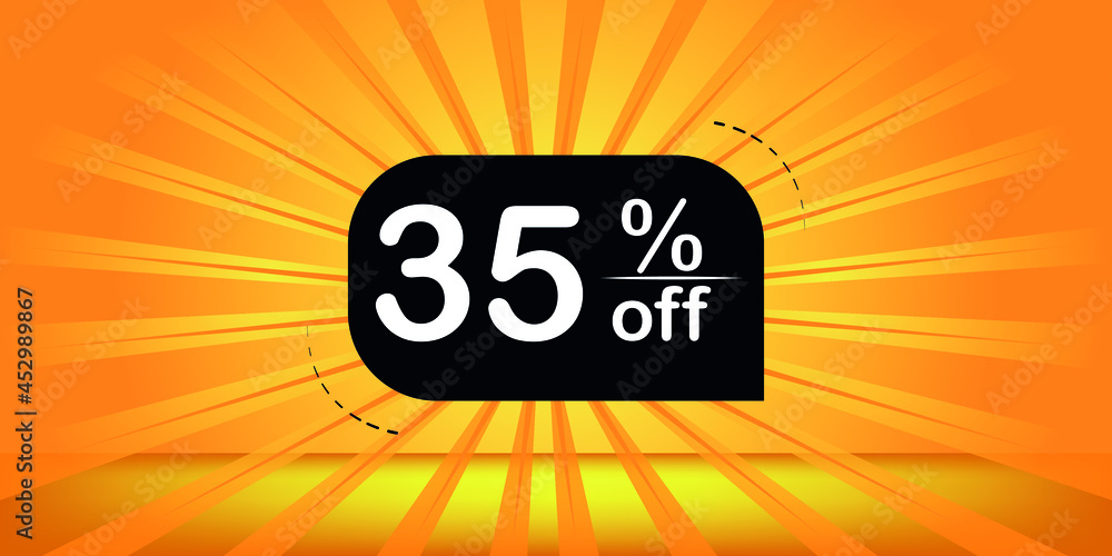 35% off - orange and black banner - discount banner for big sales. 35% off - orange and black banner - discount banner for big sales.