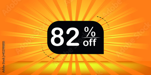 82  off - orange and black banner - discount banner for big sales.