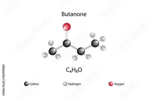 Molecular formula of butenone. Ethyl methyl ketone or methyl ethyl ketone. photo