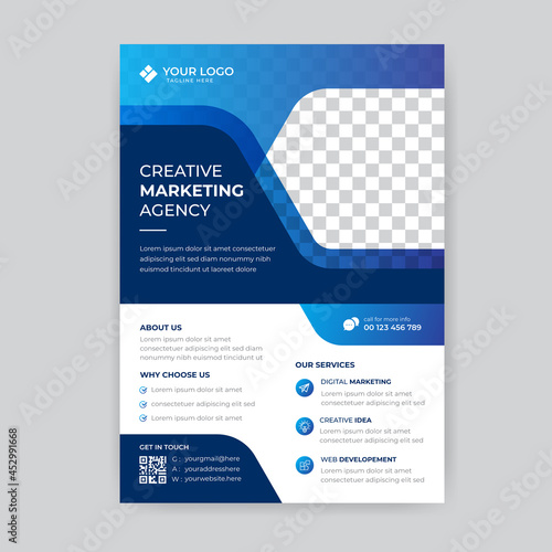 Modern corporate  flyer design template with creative shapes vector