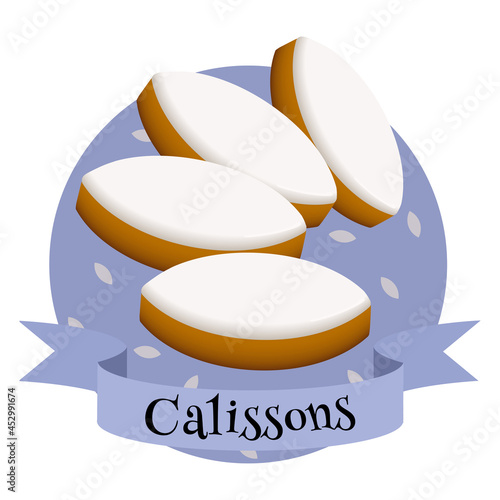 French dessert calissons. Colorful vector illustration in cartoon style. photo
