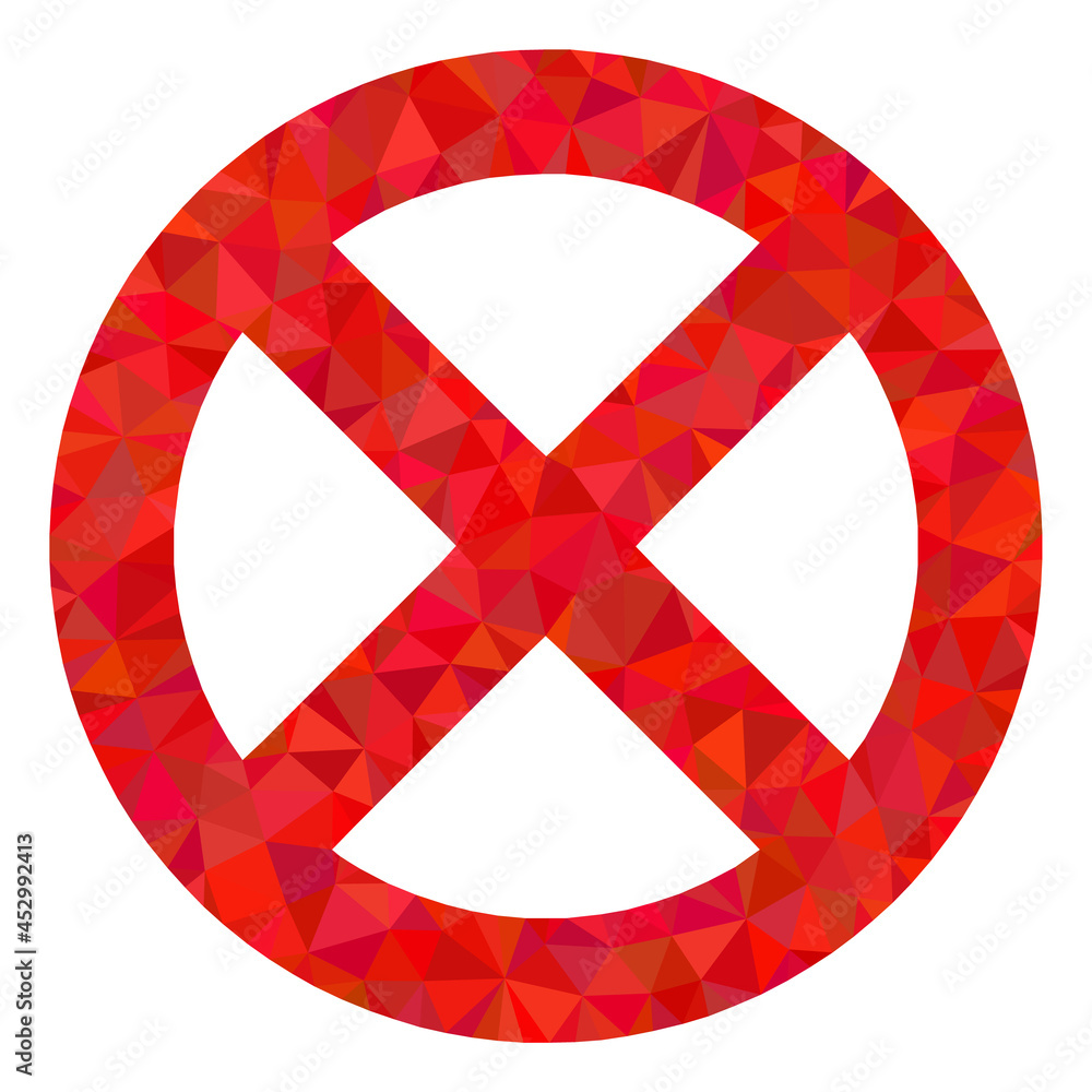Low-poly restrict constructed with scattered filled triangles. Triangle restrict polygonal icon illustration. Restrict icon is filled with triangles. Low-poly restrict constructed with scattered filled triangles. Triangle restrict polygonal icon illustration. Restrict icon is filled with triangles.
