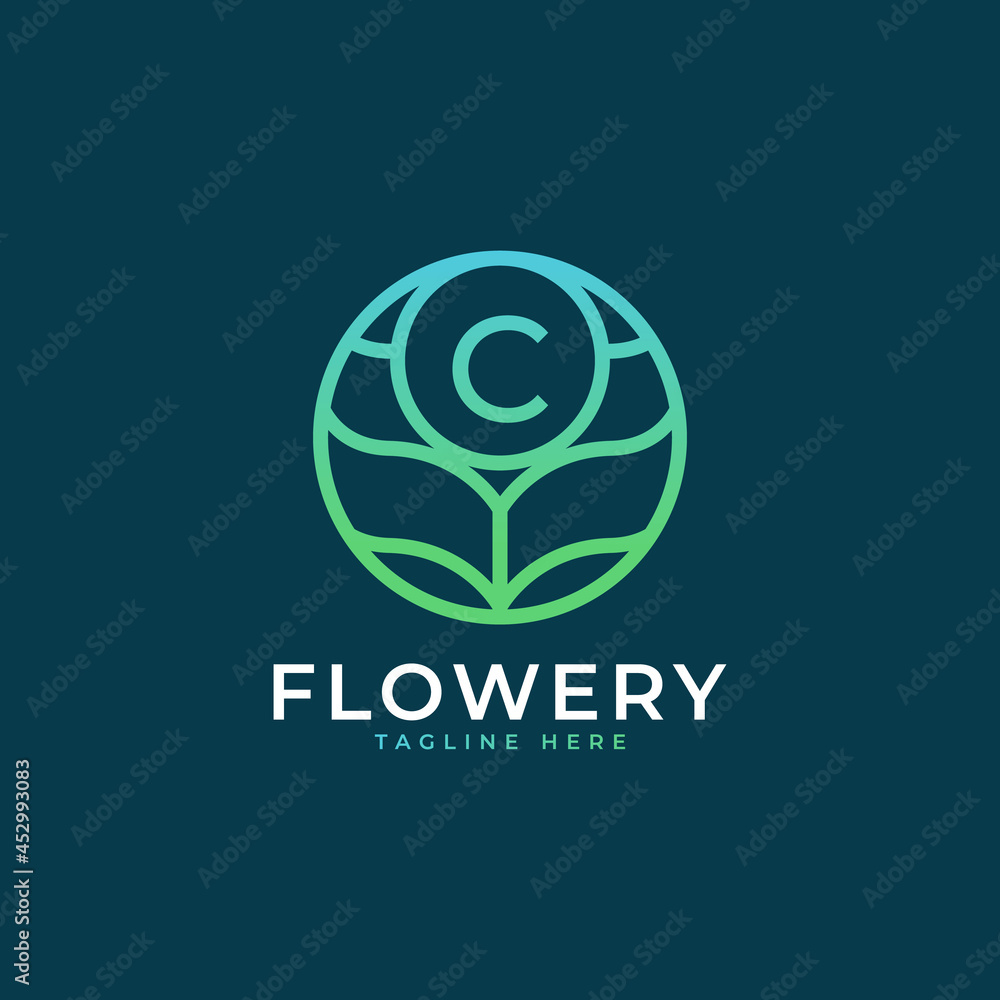 Flower Initial Letter C Logo Design Template Element. Eps10 Vector Flower Initial Letter C Logo Design Template Element. Eps10 Vector