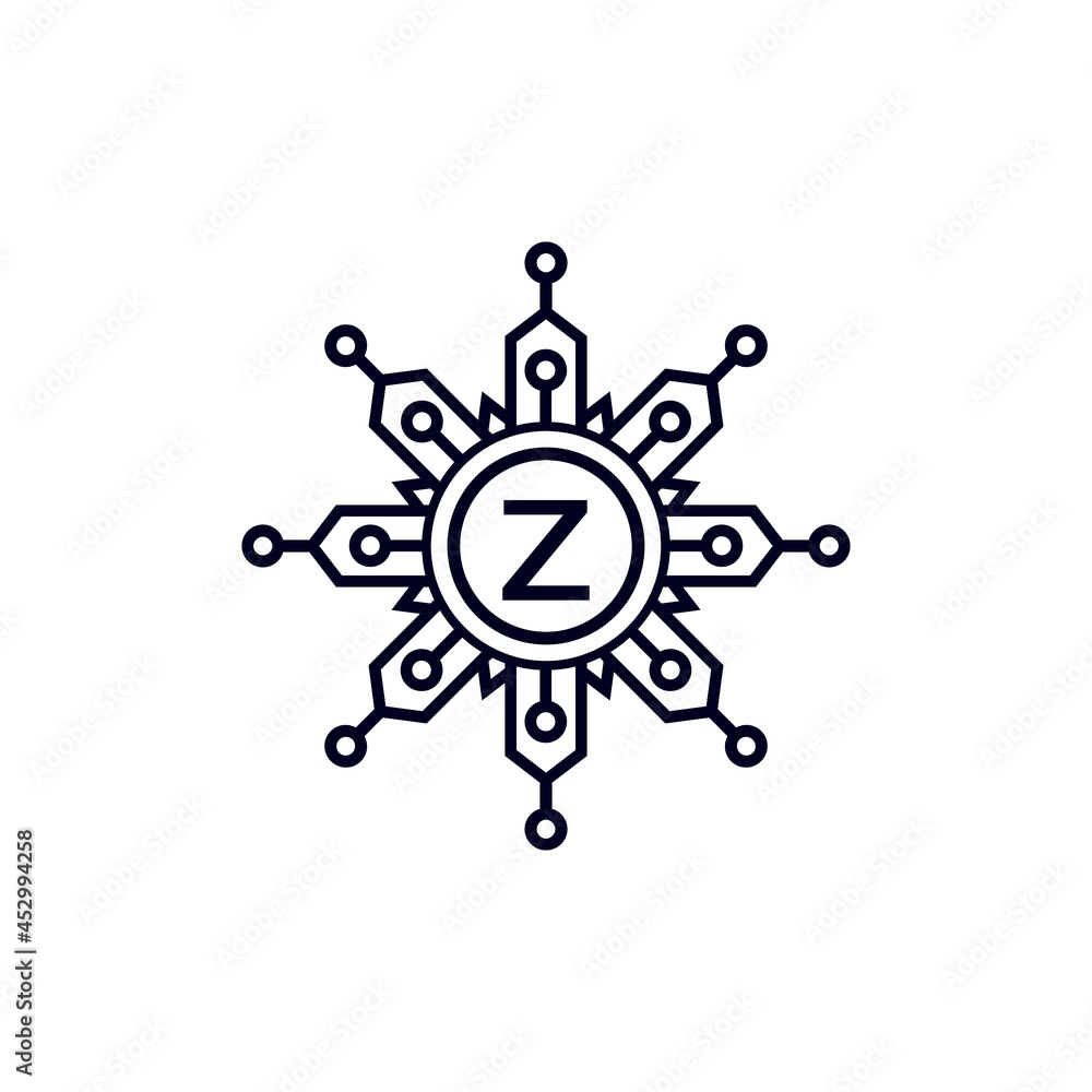 Technology Initial Letter Z Circle Logo Design Template Element.