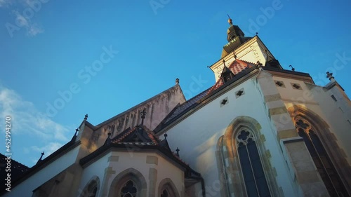 Church of St.Mark in St.Mark's square in upper town in Zagreb called Gornij Grad - historical part of Zagreb with middle age houses and churches photo