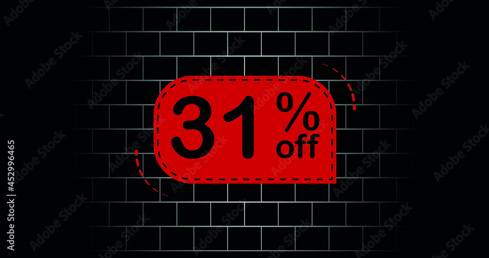 Red balloon 31% off - black brick background. Red balloon 31% off - black brick background.