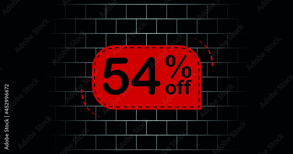 Fototapeta premium Red balloon 54% off - black brick background.