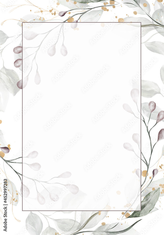 Obraz premium Pale autumn leaves - botanical design banner. Floral pastel watercolor border frame