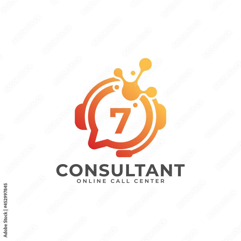 Consulting Logo Icon. Online Consultant Number 7 Logo Design Template Consulting Logo Icon. Online Consultant Number 7 Logo Design Template