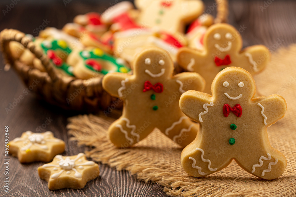 Various Christmas homemade gingerbread cookies. Various Christmas homemade gingerbread cookies.