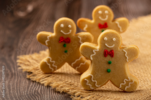 Various Christmas homemade gingerbread cookies.