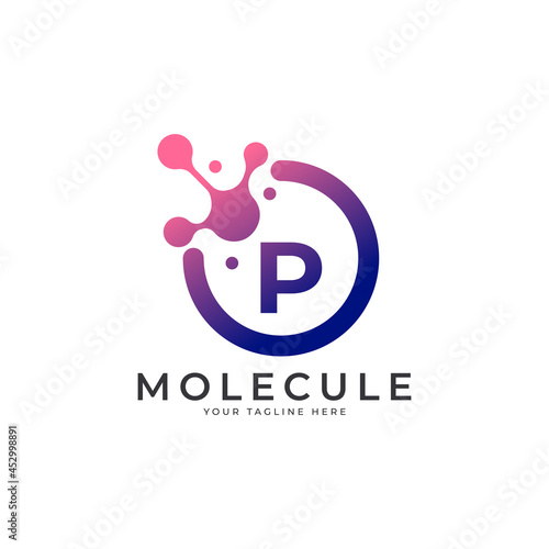 Medical Logo. Initial Letter P Molecule Logo Design Template Element.