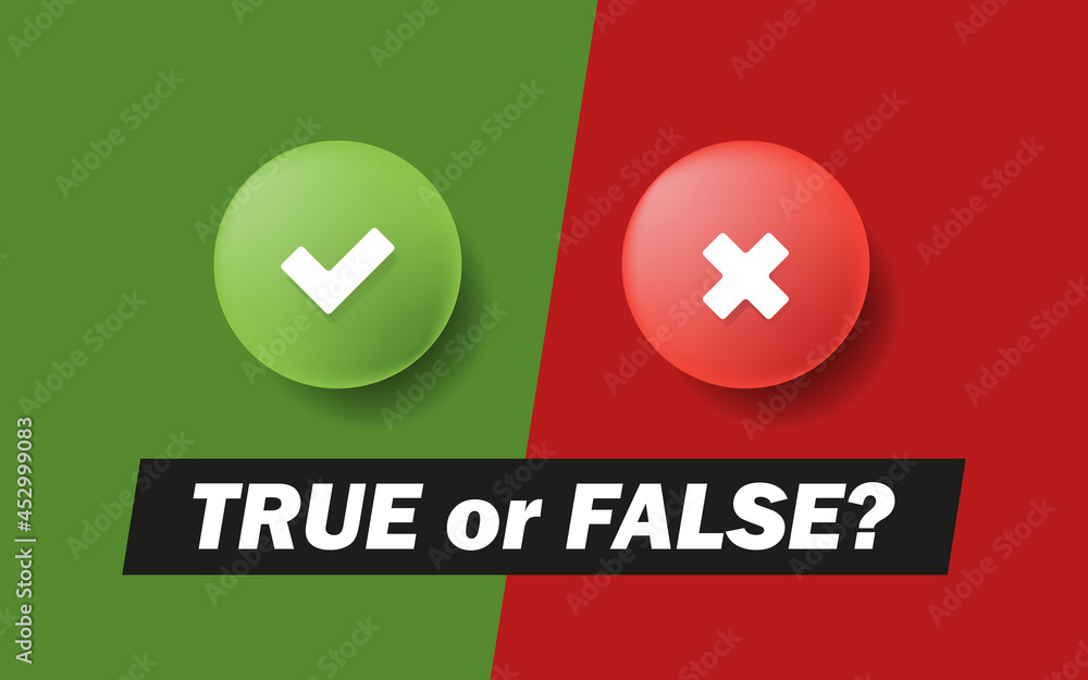 3d trendy check mark and cross icons. True or false. Vector banner illustration on color background 3d trendy check mark and cross icons. True or false. Vector banner illustration on color background