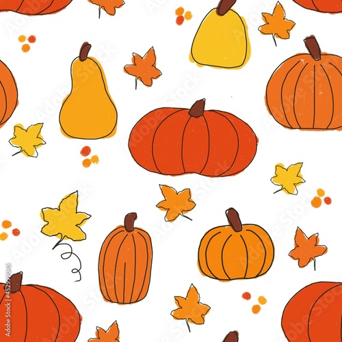 pumpkin autumn seamless pattern