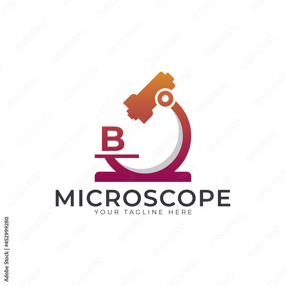 Laboratory Logo. Initial Letter B Microscope Logo Design Template Element. Laboratory Logo. Initial Letter B Microscope Logo Design Template Element.