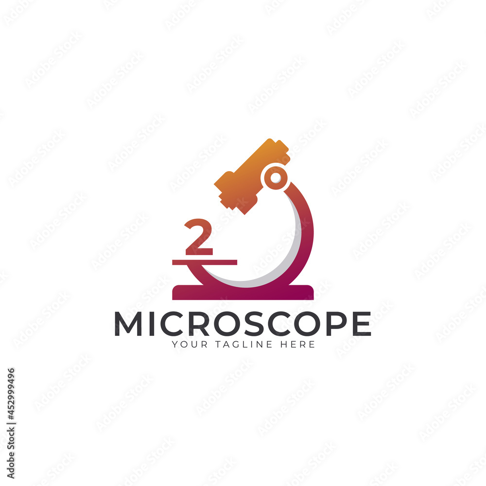 Laboratory Logo. Number 2 Microscope Logo Design Template Element.