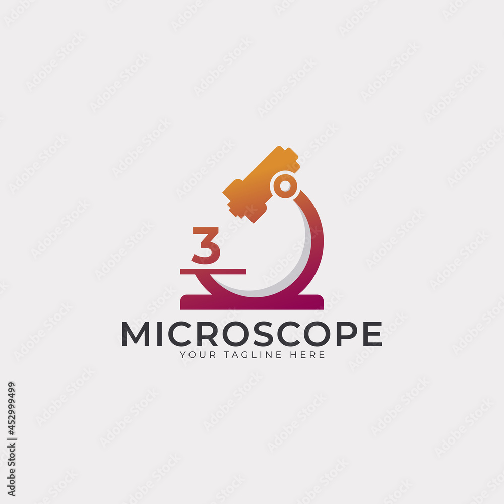 Laboratory Logo. Number 3 Microscope Logo Design Template Element. Laboratory Logo. Number 3 Microscope Logo Design Template Element.