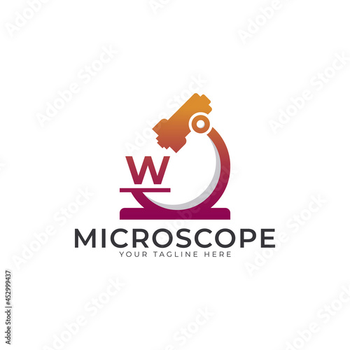 Laboratory Logo. Initial Letter W Microscope Logo Design Template Element.