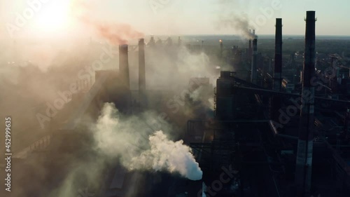 Smoke factory pipe warning zone sun sunset nature power smog chimney