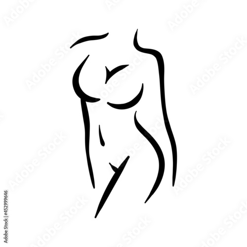 Female body silhouette line. Woman fashion art.