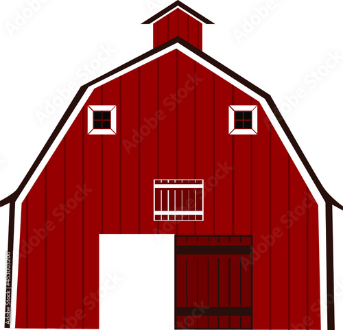 Gambrel Roof Barn house illustration Vector on white background