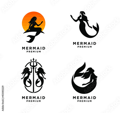 set collection of Mermaid logo icon design illustration