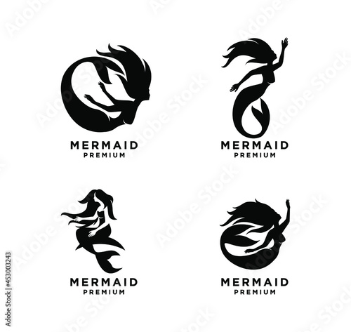 set collection of Mermaid logo icon design illustration