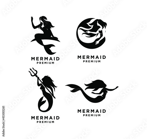 set collection of Mermaid logo icon design illustration