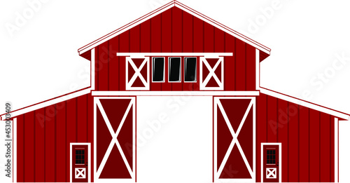 Red Barn house illustration Vector on white background