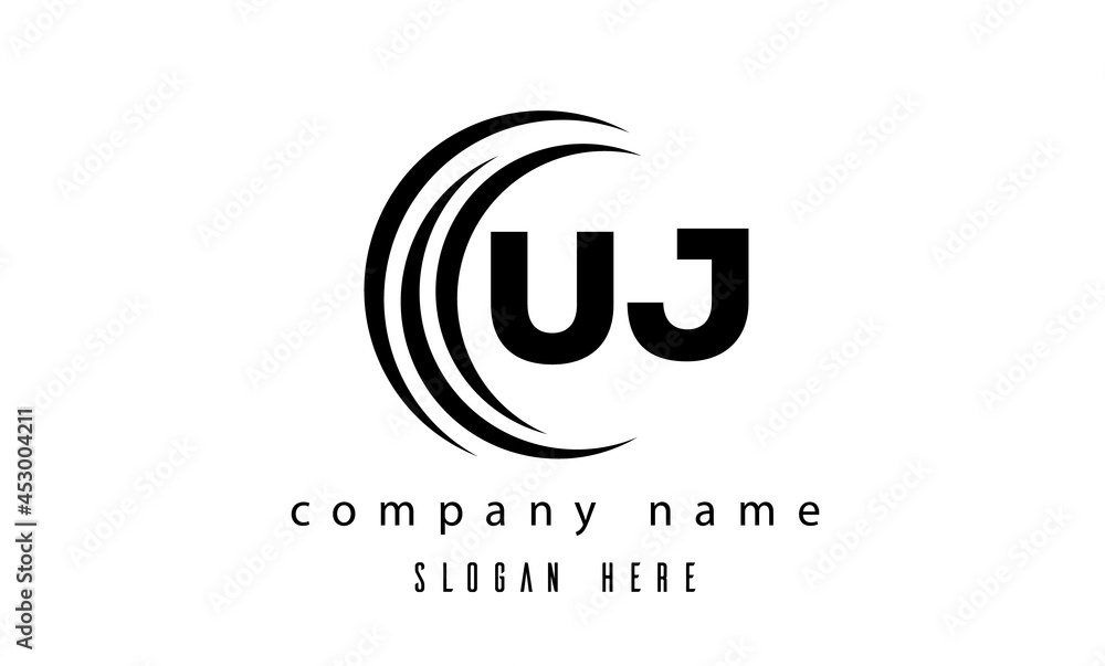 technology UJ latter logo vector