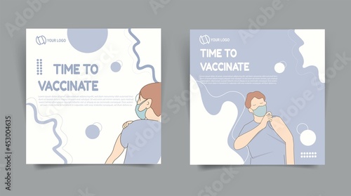 time to vaccinate social media post banner with flat design.