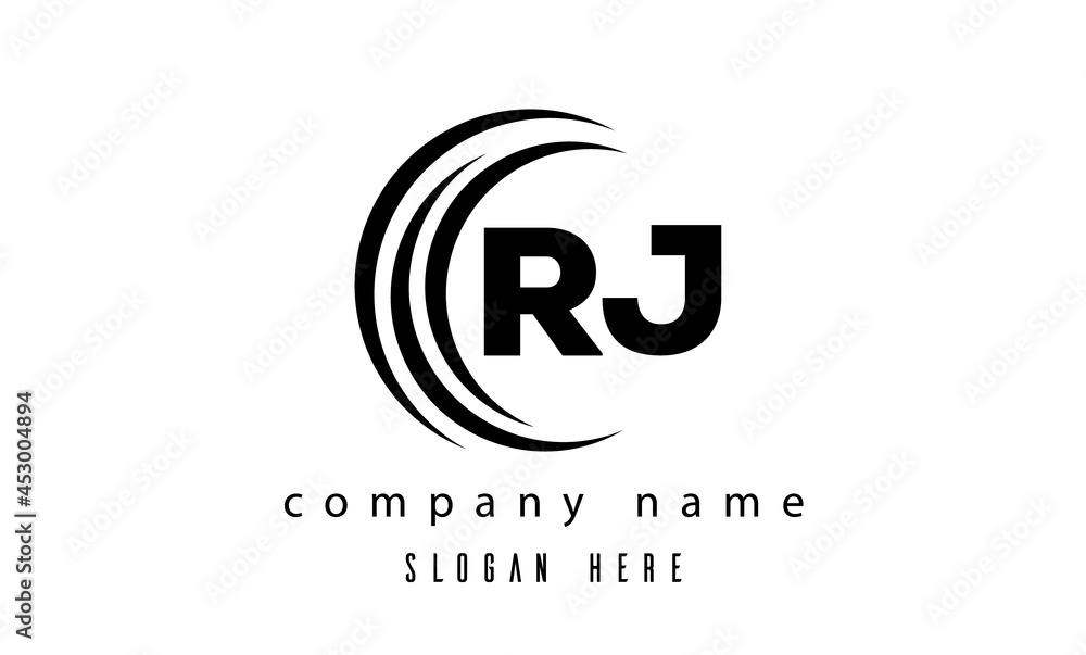 RJ technology latter logo vector