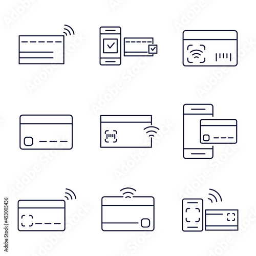 Contactless payment icons set. Contactless payment pack symbol vector elements for infographic web