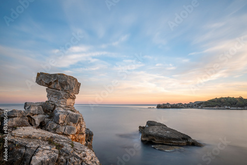 Long exposure image at sunrise on cliffs on the Black Sea coast of Turkey
