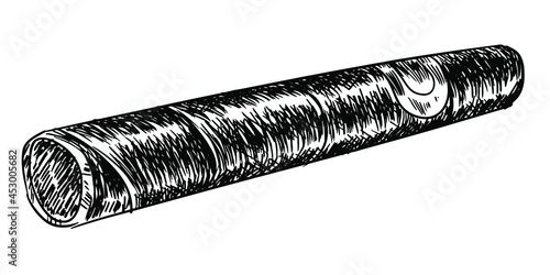 Sketch expensive cigar with realistic shading. Smoking status tobaccos. A symbol of wealth, power, mafia, casino.