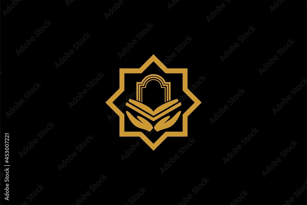Quran logo design vector. Text of Islam illustration symbol. Arabic ornament vector icon. Quran logo design vector. Text of Islam illustration symbol. Arabic ornament vector icon.
