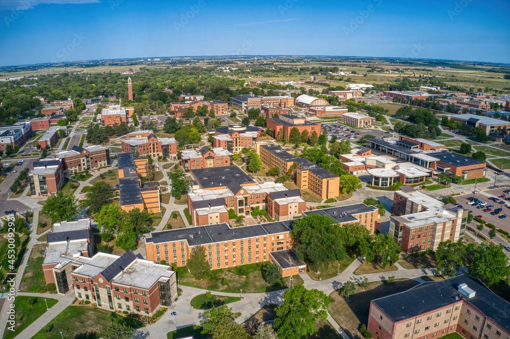 Aerial View of a large University in Brookings, South Dakota