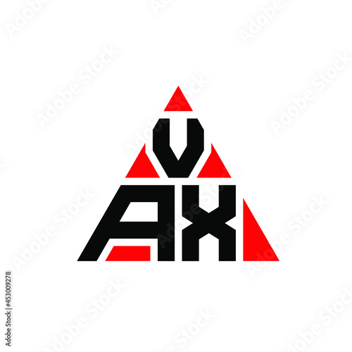 VAX triangle letter logo design with triangle shape. VAX triangle logo design monogram. VAX triangle vector logo template with red color. VAX triangular logo Simple, Elegant, and Luxurious Logo. VAX 