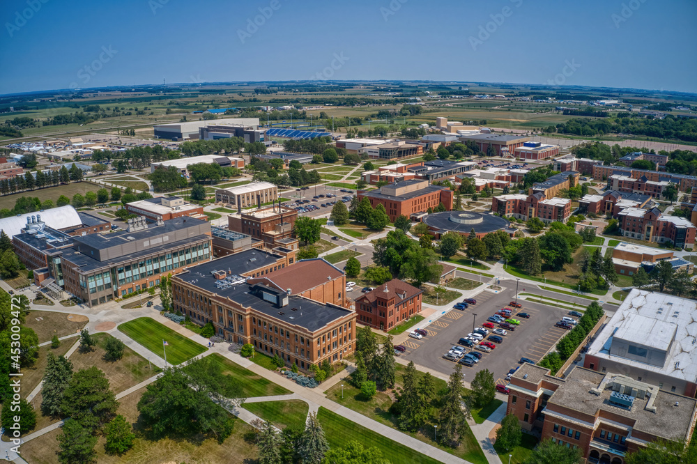 Aerial View of a large University in Brookings, South Dakota