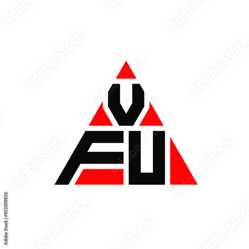 VFU triangle letter logo design with triangle shape. VFU triangle logo design monogram. VFU triangle vector logo template with red color. VFU triangular logo Simple, Elegant, and Luxurious Logo. VFU  photo